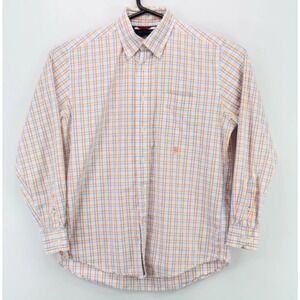 Tommy Hilfiger Mens Button Down LS Collared Shirt Medium Multicolor Plaid (2524)